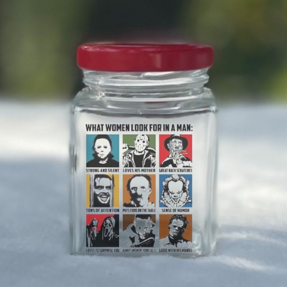 Stash jar - Handmade Smal Glass Horror Movie Themed Stash Jar